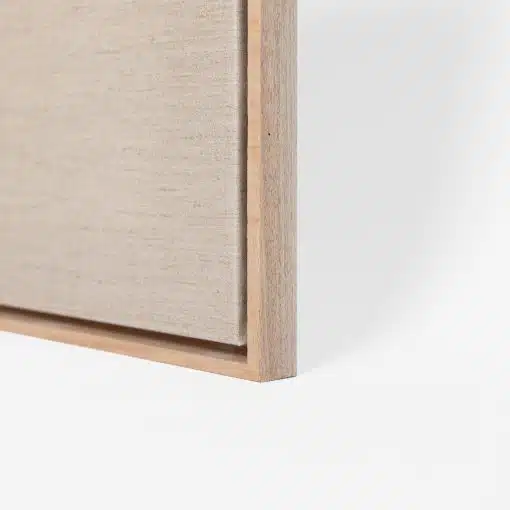 Custom Size Stretched Blank Primed Linen Canvas With Lower Profile Floating Frame (35mm) Natural Oak - Image 3