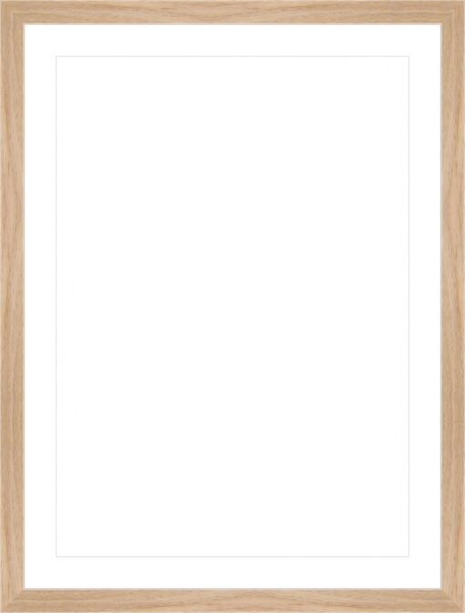 Blank wooden picture frame with white mat, ready for photo or artwork insertion.