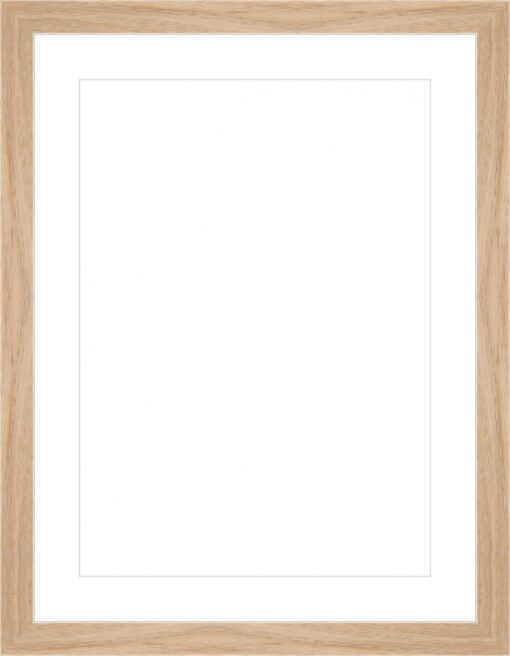 Blank wooden picture frame with white matting