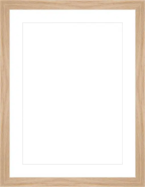 Blank wooden picture frame with white matting