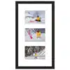 Framed photos of snowboarder in yellow jacket in snowy landscape.
