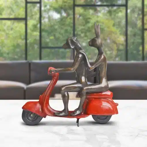 They Rode To Save Wildlife (Bronze Sculpture, miniature) - Red - Image 3