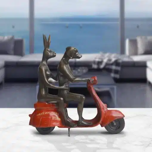 They Rode To Save Wildlife (Bronze Sculpture, miniature) - Red - Image 5