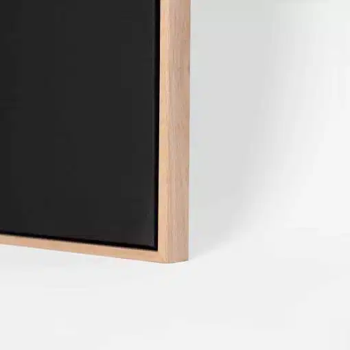 Custom Size Stretched Cotton Blank Canvas With Lower Profile Floating Frame (35mm) Natural Oak - Image 3