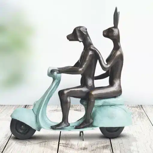 They Rode To Save Wildlife (Bronze Sculpture, miniature) - Green - Image 4