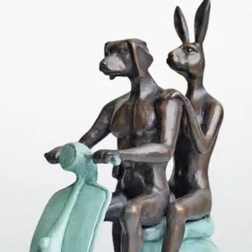 They Rode To Save Wildlife (Bronze Sculpture, miniature) - Green - Image 3